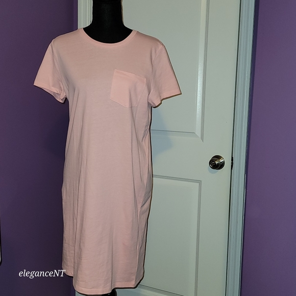 J Crew Short Sleeve Cool Pink T shirt Dress Re-Imagined Sz: Small NWT - Picture 8 of 8